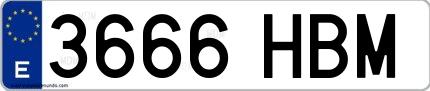 Ejemplo de matrícula española 3666 HBM