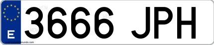 Ejemplo de matrícula española 3666 JPH