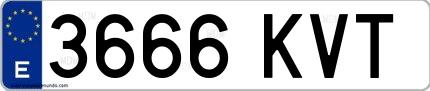 Ejemplo de matrícula española 3666 KVT