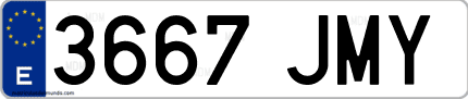 Ejemplo de matrícula de coche ordinaria 3667 JMY