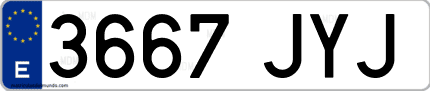 Ejemplo de matrícula de coche ordinaria 3667 JYJ