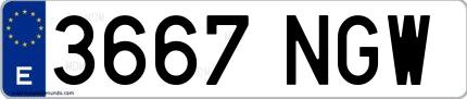 Ejemplo de matrícula española 3667 NGW