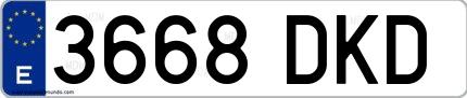 Ejemplo de matrícula española 3668 DKD