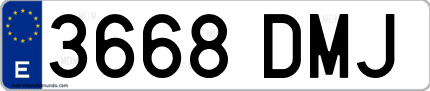 Ejemplo de matrícula de coche ordinaria 3668 DMJ