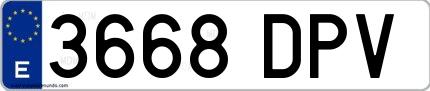 Ejemplo de matrícula española 3668 DPV