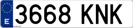 Ejemplo de matrícula española 3668 KNK