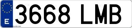 Ejemplo de matrícula española 3668 LMB