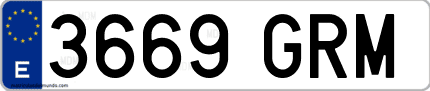 Ejemplo de matrícula de coche ordinaria 3669 GRM