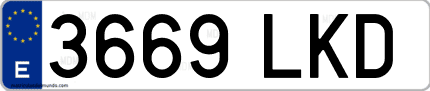Ejemplo de matrícula de coche ordinaria 3669 LKD