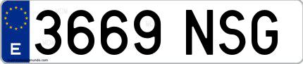 Ejemplo de matrícula española 3669 NSG