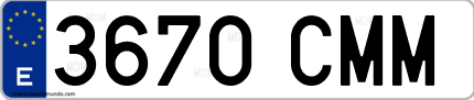 Ejemplo de matrícula de coche ordinaria 3670 CMM