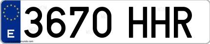 Ejemplo de matrícula española 3670 HHR