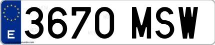 Ejemplo de matrícula española 3670 MSW