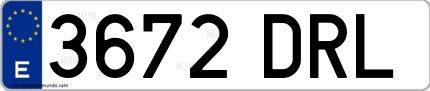 Ejemplo de matrícula española 3672 DRL