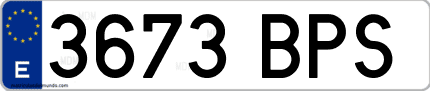 Ejemplo de matrícula de coche ordinaria 3673 BPS