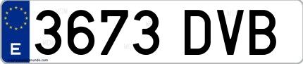 Ejemplo de matrícula española 3673 DVB