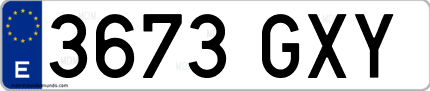 Ejemplo de matrícula de coche ordinaria 3673 GXY