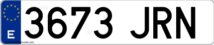 Ejemplo de matrícula de coche ordinaria 3673 JRN