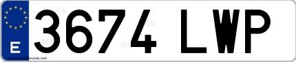 Ejemplo de matrícula española 3674 LWP