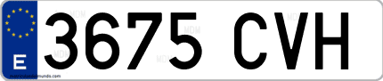 Ejemplo de matrícula de coche ordinaria 3675 CVH