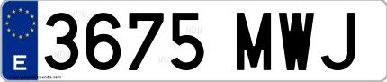 Ejemplo de matrícula española 3675 MWJ