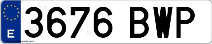 Ejemplo de matrícula española 3676 BWP