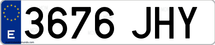 Ejemplo de matrícula de coche ordinaria 3676 JHY