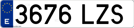 Ejemplo de matrícula de coche ordinaria 3676 LZS