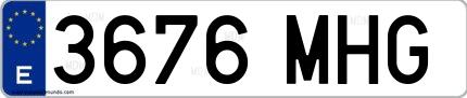 Ejemplo de matrícula española 3676 MHG
