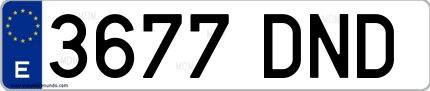 Ejemplo de matrícula española 3677 DND