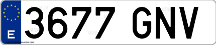 Ejemplo de matrícula de coche ordinaria 3677 GNV