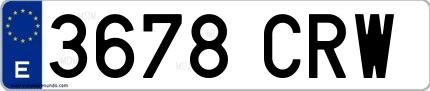 Ejemplo de matrícula española 3678 CRW