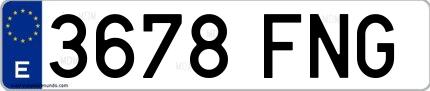 Ejemplo de matrícula española 3678 FNG