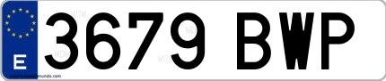 Ejemplo de matrícula española 3679 BWP