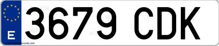Ejemplo de matrícula española 3679 CDK