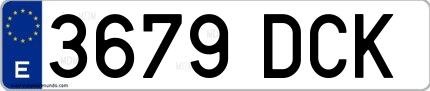 Ejemplo de matrícula española 3679 DCK