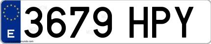 Ejemplo de matrícula española 3679 HPY