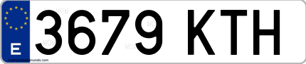 Ejemplo de matrícula de coche ordinaria 3679 KTH
