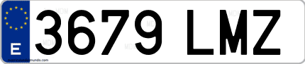 Ejemplo de matrícula de coche ordinaria 3679 LMZ