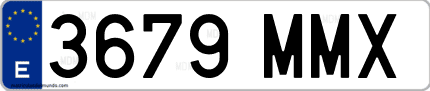 Ejemplo de matrícula de coche ordinaria 3679 MMX