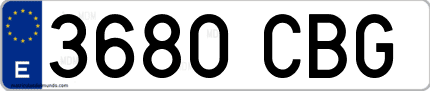 Ejemplo de matrícula de coche ordinaria 3680 CBG