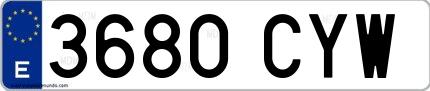 Ejemplo de matrícula española 3680 CYW
