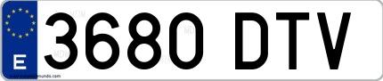 Ejemplo de matrícula española 3680 DTV