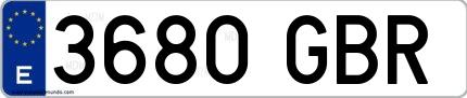 Ejemplo de matrícula española 3680 GBR