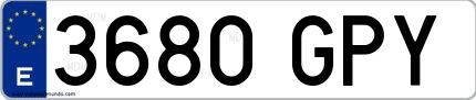 Ejemplo de matrícula española 3680 GPY