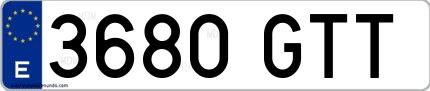 Ejemplo de matrícula española 3680 GTT
