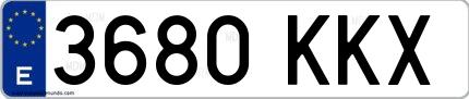 Ejemplo de matrícula española 3680 KKX