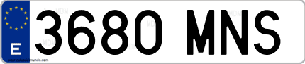 Ejemplo de matrícula de coche ordinaria 3680 MNS