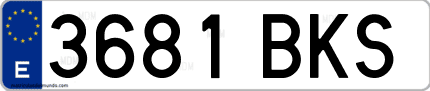 Ejemplo de matrícula de coche ordinaria 3681 BKS