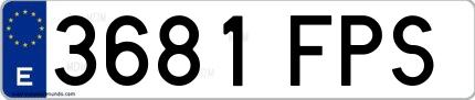 Ejemplo de matrícula española 3681 FPS